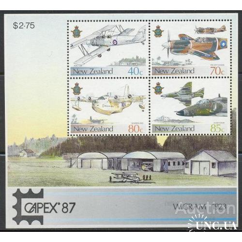 Новая Зеландия 1987 авиация самолеты ВВС эмблемы блок ** о