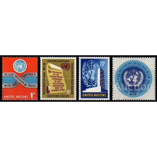 ООН Нью Йорк США 1965 почтовые маки ООН герб пресса искусство ** о