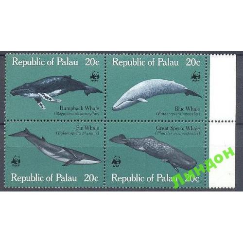 Палау 1983 ВВФ WWF морская фауна киты кварт ** о