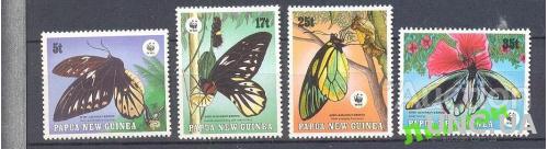 Папуа НГ 1968 фауна насекомые бабочки ВВФ WWF ** о