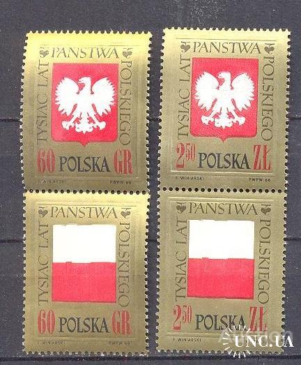 Польша 1966 1000 лет Польше флаг герб орел птицы ** о