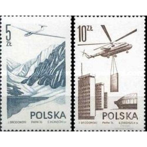Польша 1976 авиация самолеты планер вертолет горы ** м