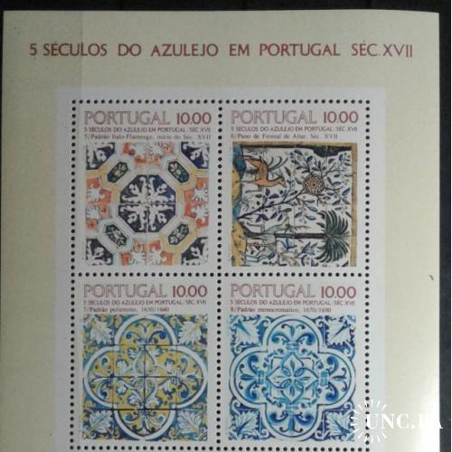 Португалия 1982 Азулежу плитка изразцы керамика фарфор флора фауна узор блок ** о