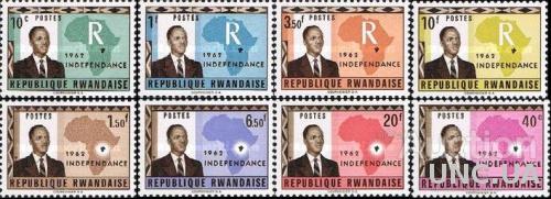 Руанда 1962 №№1-8 Независимость люди карта ** о
