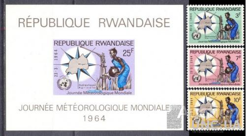 Руанда 1964 Всемирный день метеорологии погода вода карта ** о