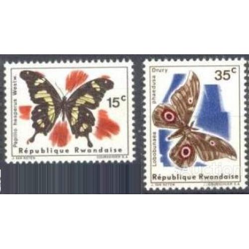Руанда 1965 фауна насекомые бабочки 15-35 ** о