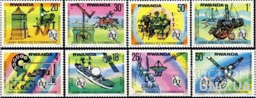 Руанда 1977 UIT связь почта кони телеграф радио флот корабли ТВ Формула-1 автомобили космос ** о