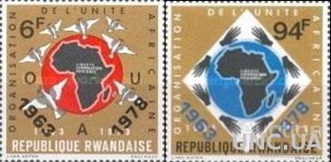 Руанда 1978 Организация Объединения Африки карта птицы надп-ка ** о