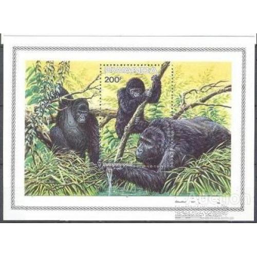 Руанда 1985 обезьяны ВВФ WWF фауна Африки блок ** м