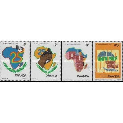 Руанда 1988 организация Африканского Единства карта  ** о