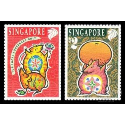 Сингапур 1996 Лунный календарь Год Мыши фауна зодиак астрономия искусство живопись ** о