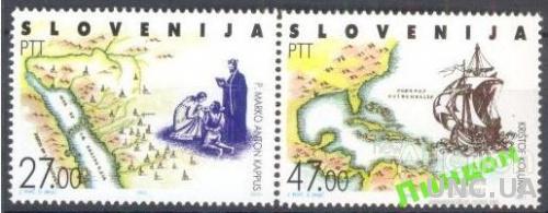 Словения 1992 Америка флот индейцы религия карта**