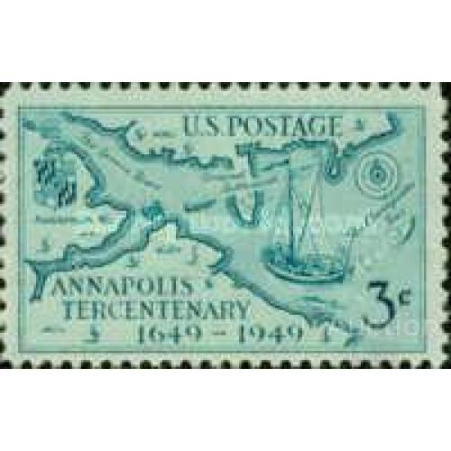 США 1949 300 лет Аннаполис карта флот корабли герб есть кварт + поле ** крм