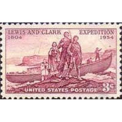 США 1954 экспедиция Льюиса и Кларка путешественники индейцы Покахонтас флот корабли ** кр
