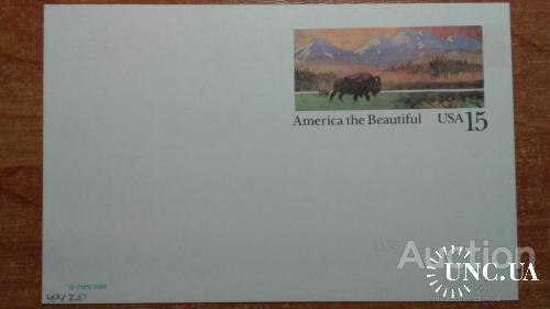 США ПК 1988 живопись пейзаж флора фауна бизон горы