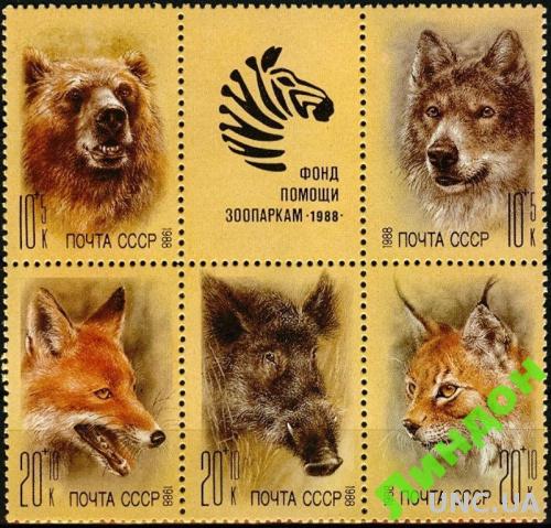 СССР 1988 фауна Фонд зоопарк медведи волк лиса **