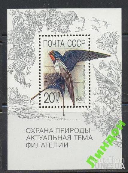 СССР 1989 Охрана природы фауна птицы ласточка **