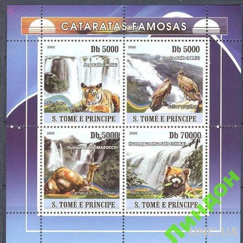Ст Томе 2008 водопад фауна птицы тигр ** о