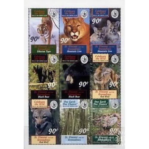 Ст Винсент Гренадины 1997 фауна 8 листов + 3 блока кошки тигры обезьяны птицы горы ** о