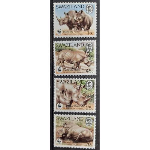 Свазиленд 1987 ВВФ WWF носорог фауна ** о