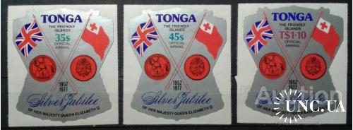 Тонга 1977 Серебряный Юбилей Елизавета II необычные марки короли кони флаги ** о