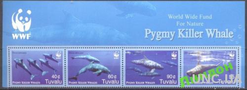 Марка Тувалу 2006 ВВФ WWF дельфины морская фауна ** о