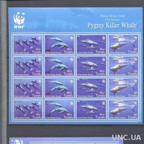 Марка Тувалу 2009 ВВФ WWF киты морская фауна лист ** о