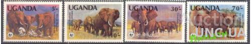 Уганда 1983 ВВФ WWF фауна слоны ** о
