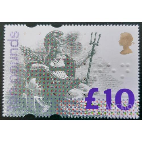 Великобритания 1993 стандарт 10 фунтов Британия мифы необычные марки шрифт Брайля медицина ** м
