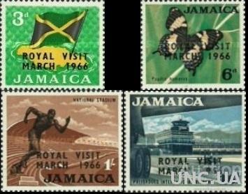 Ямайка 1966 Королевский визит надп-ка флаг бабочки фауна спорт аэропорт самолеты колонии ** о