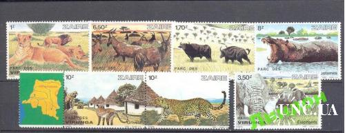 Заир 1982 фауна Африки карта ** овб