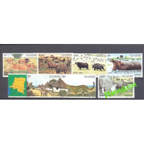 Заир 1982 фауна Африки карта ** овб
