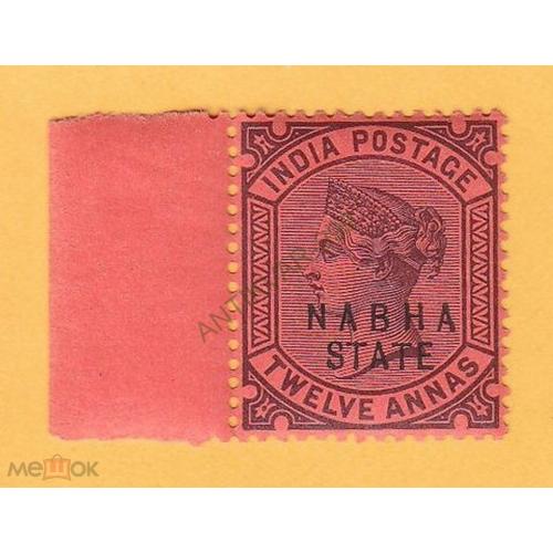 1889 НАБХА Индия БРИТ. КОЛОНИИ Британия ЛОКАЛ Местные ШТАТЫ British INDIA Локальная почта