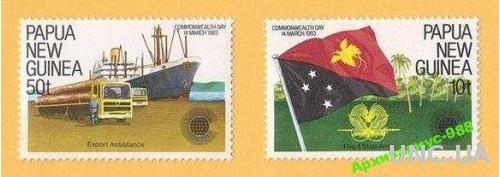 АВТО 1983 Папуа Транспорт Корабль Флаг Птицы MNH**