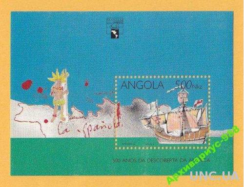 ИСТОРИЯ 1992 Ангола Открытия Колумб БЛОК MNH**