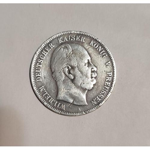 5 марок Германия империя. Прусия 1876 год. А Серебро 