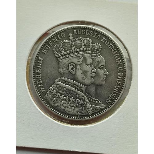 Талер Прусія "ВЕСІЛЛЯ" 1861 рік Коронація Вільгельма І та Августи. Серебро
