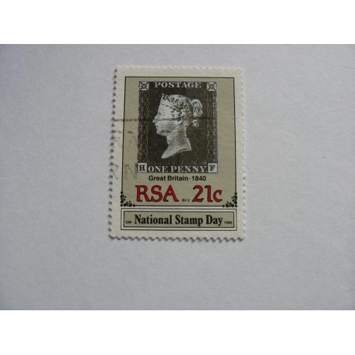 Марка ЮАР 150 лет выпуска первой марки в мире черный пени 