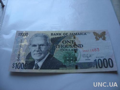 Ямайка 1000 долларов 2011 г  банк