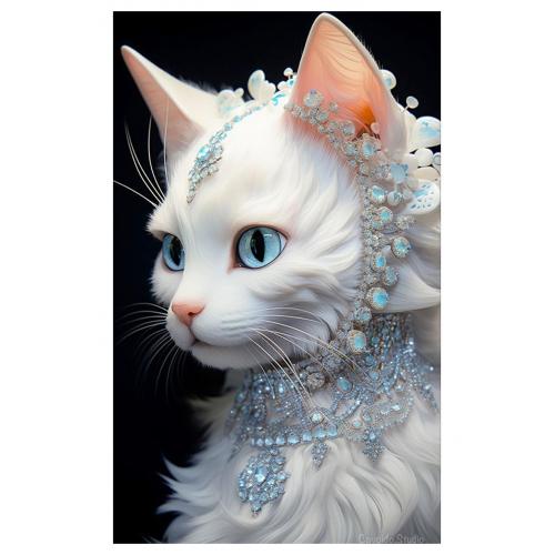 Белая кошка с бриллиантами.