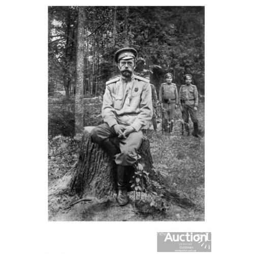 Император Николай Второй после ареста в 1917 г сидит в лесу на пне под караулом