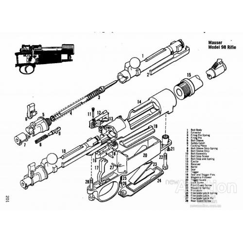 Комплектующие немецкой винтовки Маузер 98.