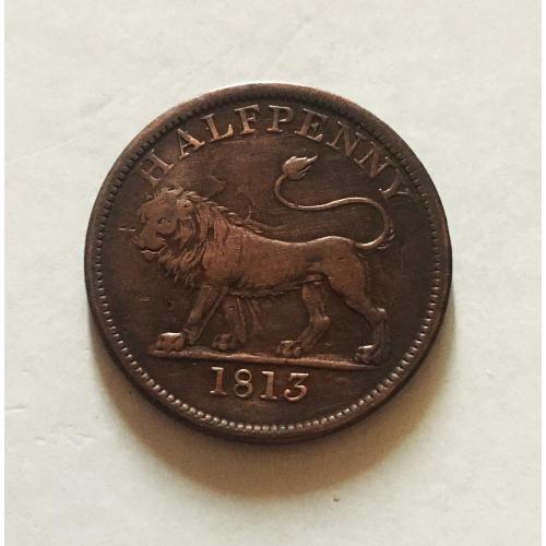 1/2 penny, 1813 г, British token - LionEssex, Великобритания