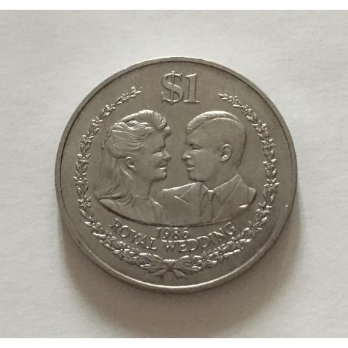 1 доллар, острова Кука,1986г  Королевская свадьба принца Эндрю и Сары Фергюсон, юбилейная