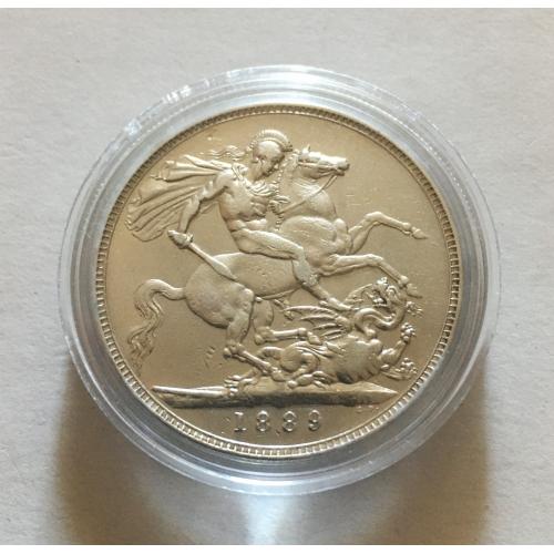 1 крона,1889 г. Великобритания, Виктория, серебро 925