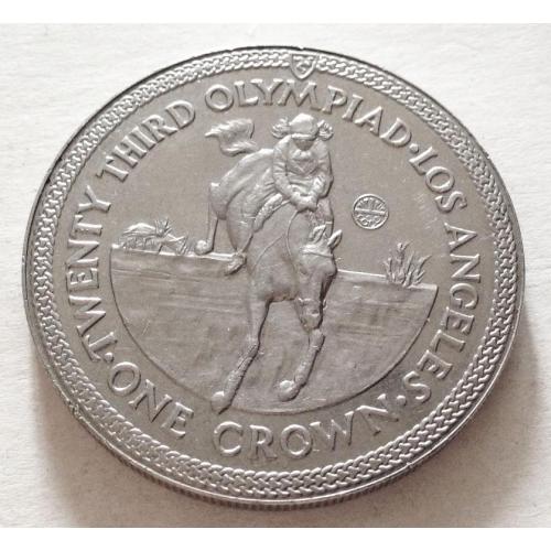 1 крона, 1984 г., остров МЭН, 23 ОЛИМПИАДА, LOS ANGELOS,  тираж - 50.000 шт