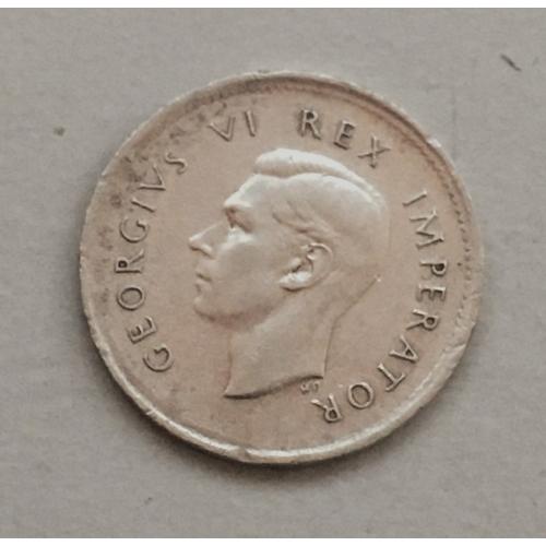 3 пенса, 1939 г, ЮАР, Король Георг VI, серебро