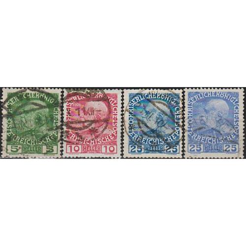 1908 - Австрія - 60 років правління Франца Йозефа Мі.142-47  _гаш