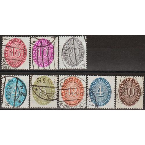 1927/33 - Німеччина - Службові - Деномінація - Овали Mi.124-31  _37,50 € 