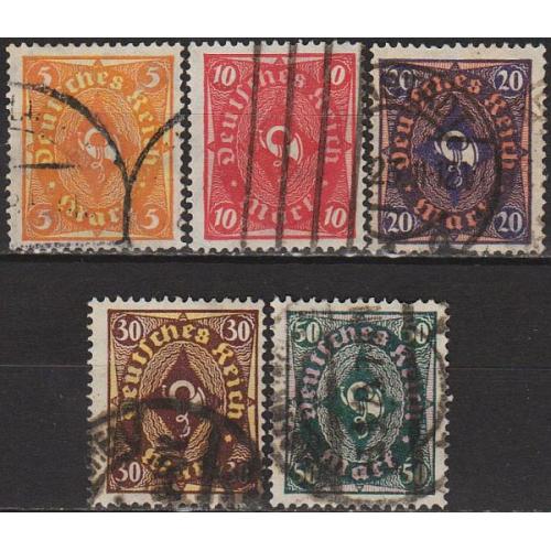 1922 - Німеччина - Поштовий рожок - Двокольоровий Mi.205-209 _10,0 €